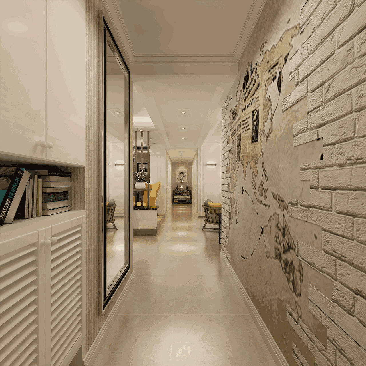 小清新地中海风格走廊效果图