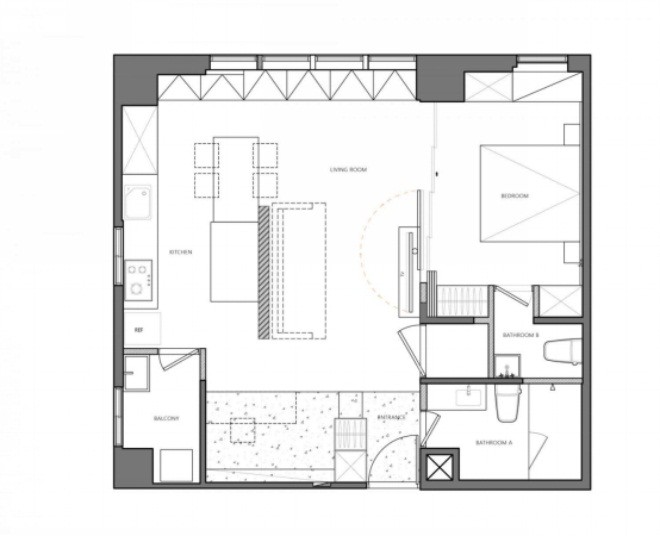 52平米一居室北京朗琴园现代简约风格装修效果图