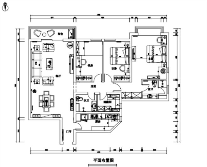 145平米二居室北京罗马家园北欧风格装修效果图