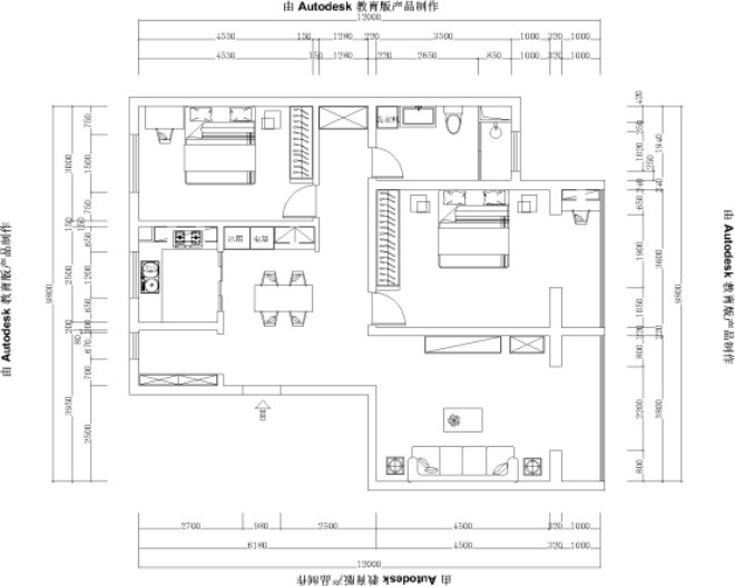 98平米二居室北京远洋公馆美式风格装修效果图