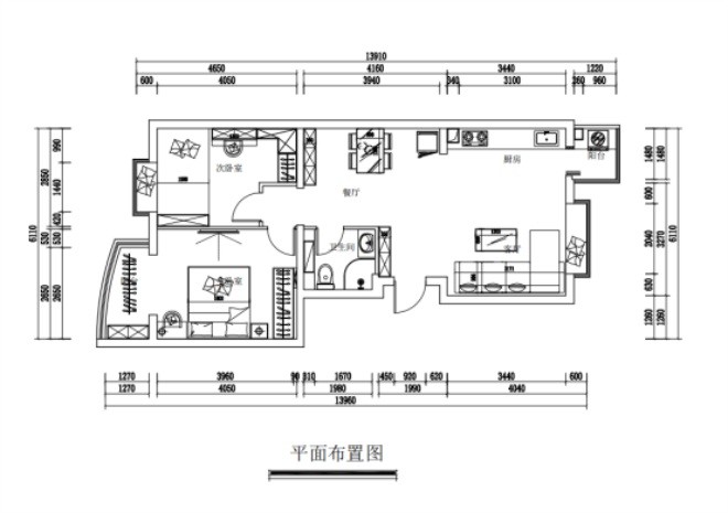 96平米二居室北京临弘路6号院现代简约风格装修效果图