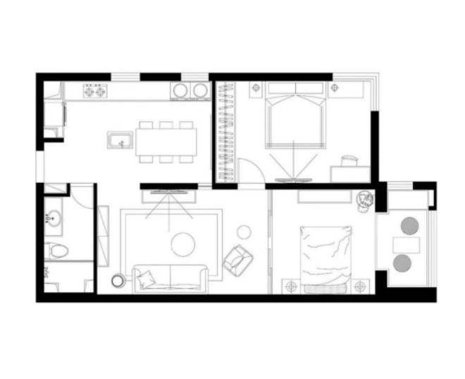 95平米二居室北京天通园北欧风格装修效果图