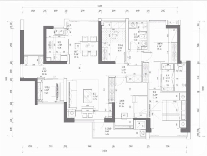 155平米四居室北京世纪城北欧风格装修效果图