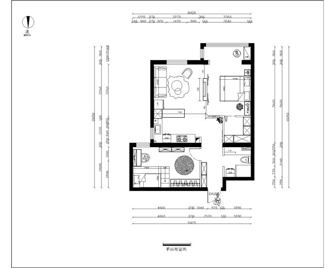 90平米一居室北京金地润苑A区现代简约风格装修效果图