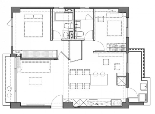 88平米二居室北京世纪城北欧风格装修效果图